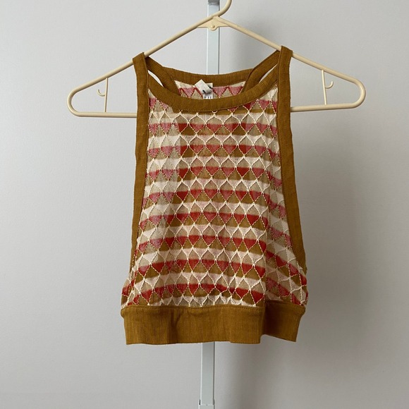 Free People Tops - Intimately Free People Boho Geometric Knit Mesh Racerback Tank Top Small S Brown